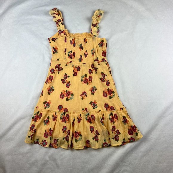 Urban Outfitters Orange Ruffled Gauze Floral Mini Dress Size Small - Picture 5 of 6